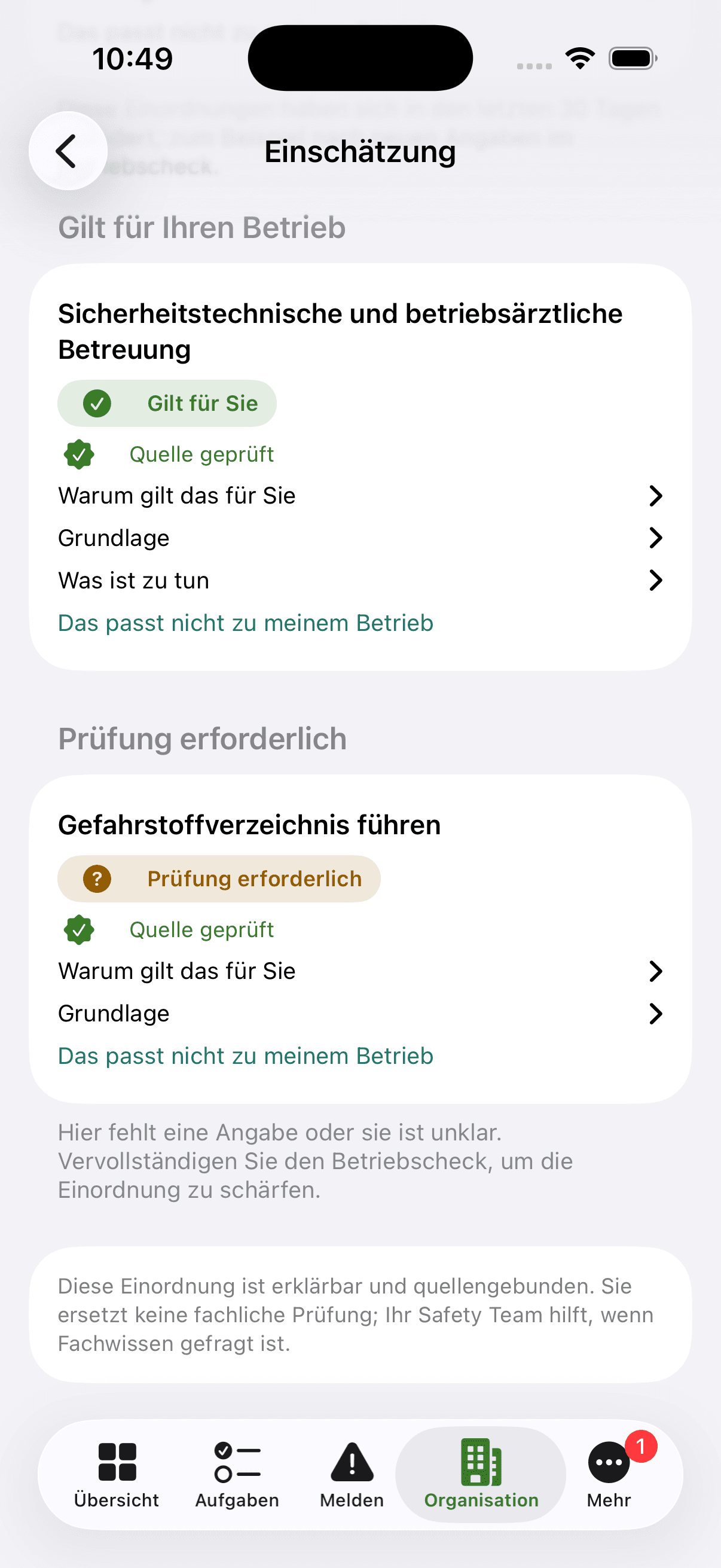 SafetyAgent App für iPhone, Einschätzung: eine Pflicht gilt für den Betrieb, mit Begründung und geprüfter Quelle